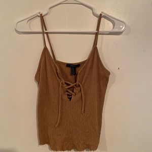 Brown spaghetti strap crop top